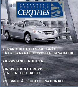 Véhicules d'occasion certifiés